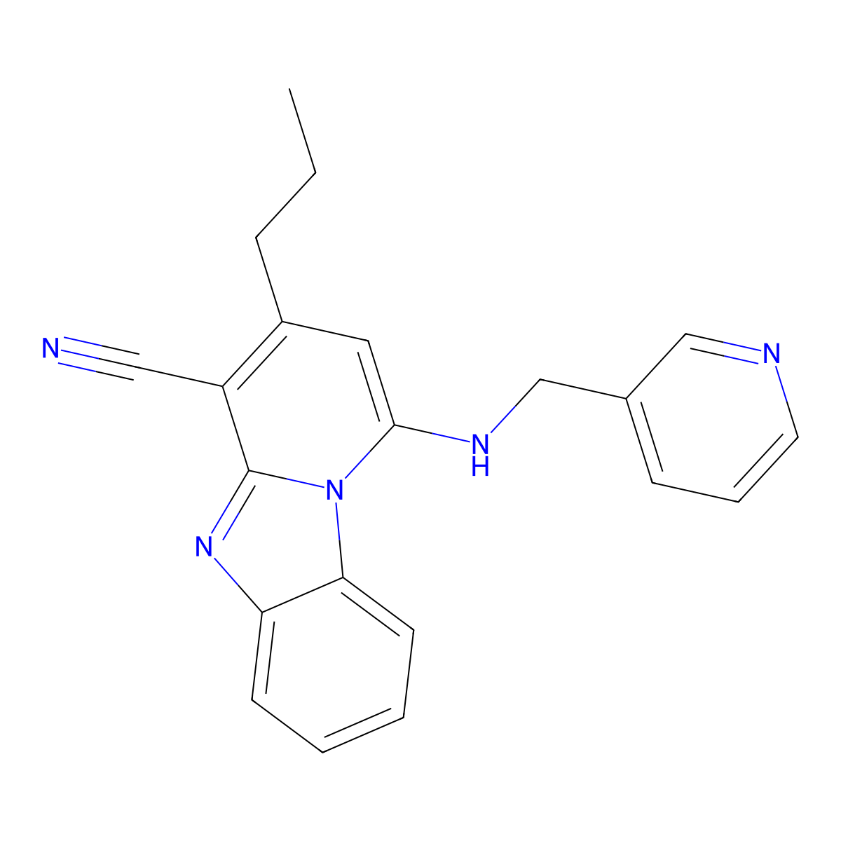 3-Propyl-1-[(pyridin-3-ylmethyl)amino]pyrido[1,2-a]benzimidazole-4-carbonitrile molecular structure, CAS 612522-91-5