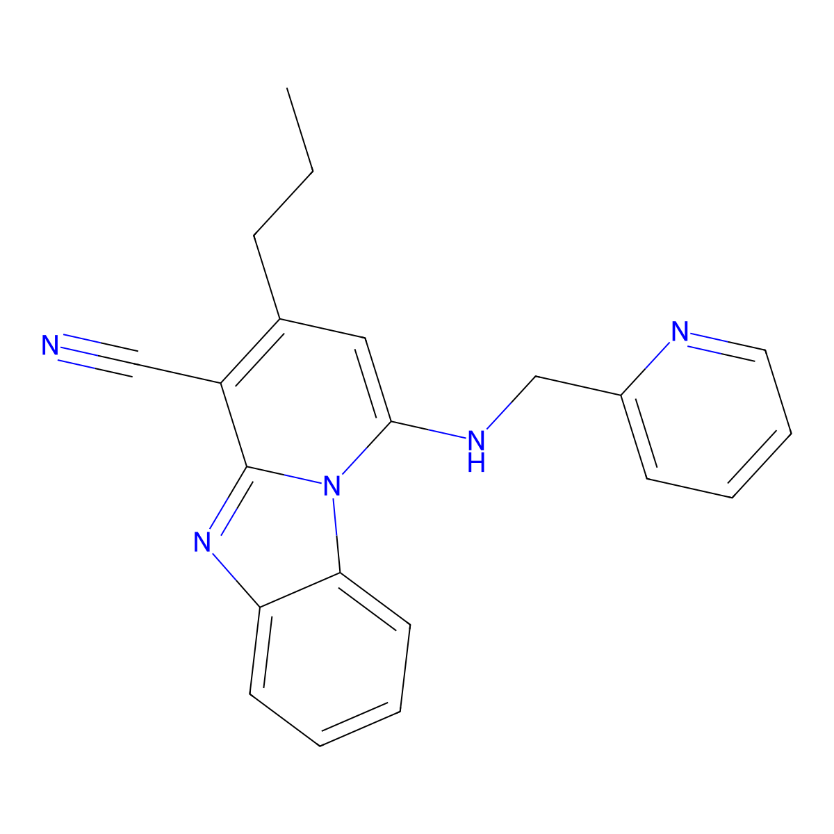 3-Propyl-1-(2-pyridinylmethylamino)-4-pyrido[1,2-a]benzimidazolecarbonitrile molecular structure, CAS 612522-92-6