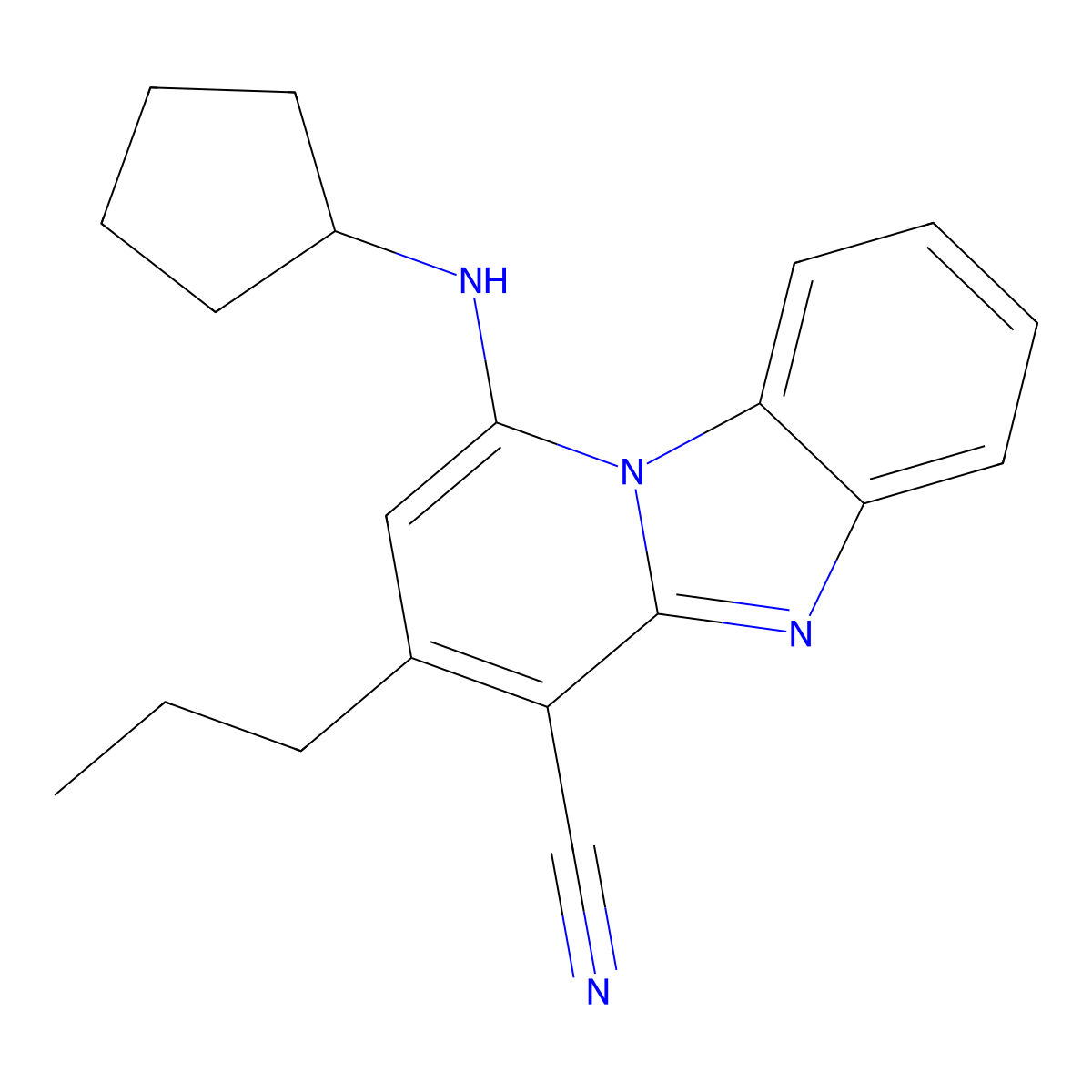 1-(Cyclopentylamino)-3-propylpyrido[1,2-a]benzimidazole-4-carbonitrile molecular structure, CAS 612522-93-7