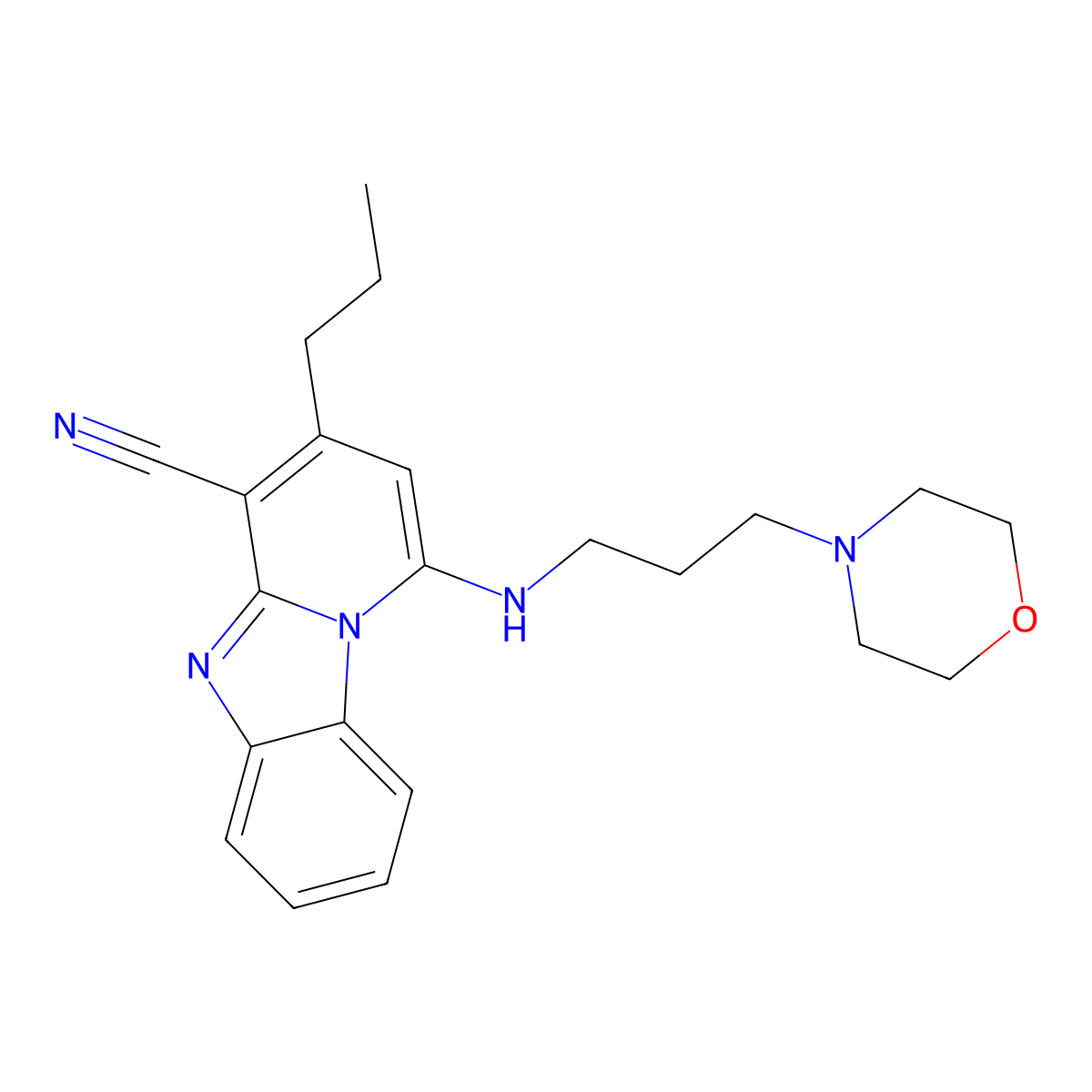 1-(3-Morpholin-4-ylpropylamino)-3-propylpyrido[1,2-a]benzimidazole-4-carbonitrile molecular structure, CAS 612522-96-0