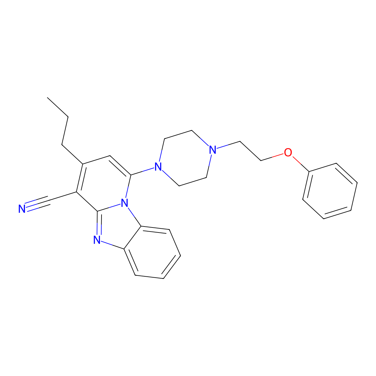 1-[4-(2-Phenoxyethyl)piperazin-1-yl]-3-propylpyrido[1,2-a]benzimidazole-4-carbonitrile molecular structure, CAS 612522-99-3