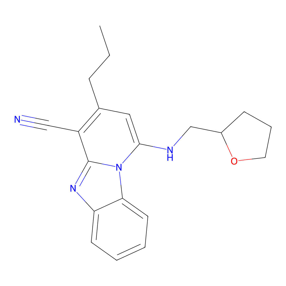 1-(Oxolan-2-ylmethylamino)-3-propylpyrido[1,2-a]benzimidazole-4-carbonitrile molecular structure, CAS 612523-03-2