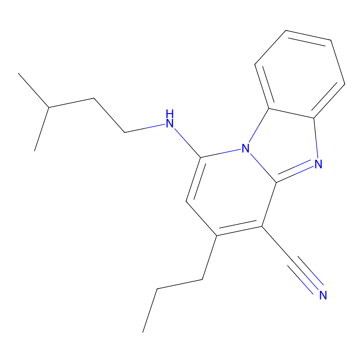 1-[(3-Methylbutyl)amino]-3-propylpyrido[1,2-a]benzimidazole-4-carbonitrile molecular structure, CAS 612523-04-3