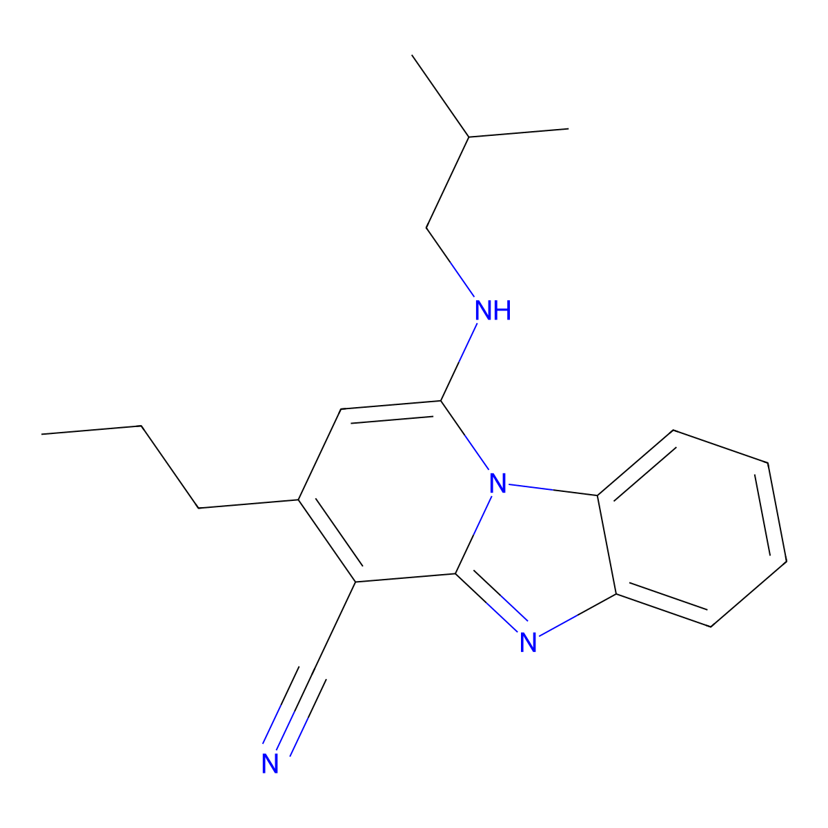1-(Isobutylamino)-3-propylpyrido[1,2-a]benzimidazole-4-carbonitrile molecular structure, CAS 612523-12-3