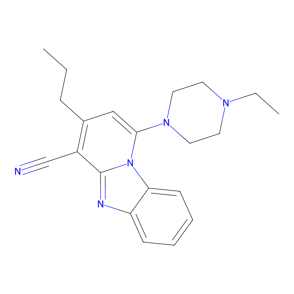 1-(4-Ethylpiperazin-1-yl)-3-propylpyrido[1,2-a]benzimidazole-4-carbonitrile molecular structure, CAS 612523-14-5