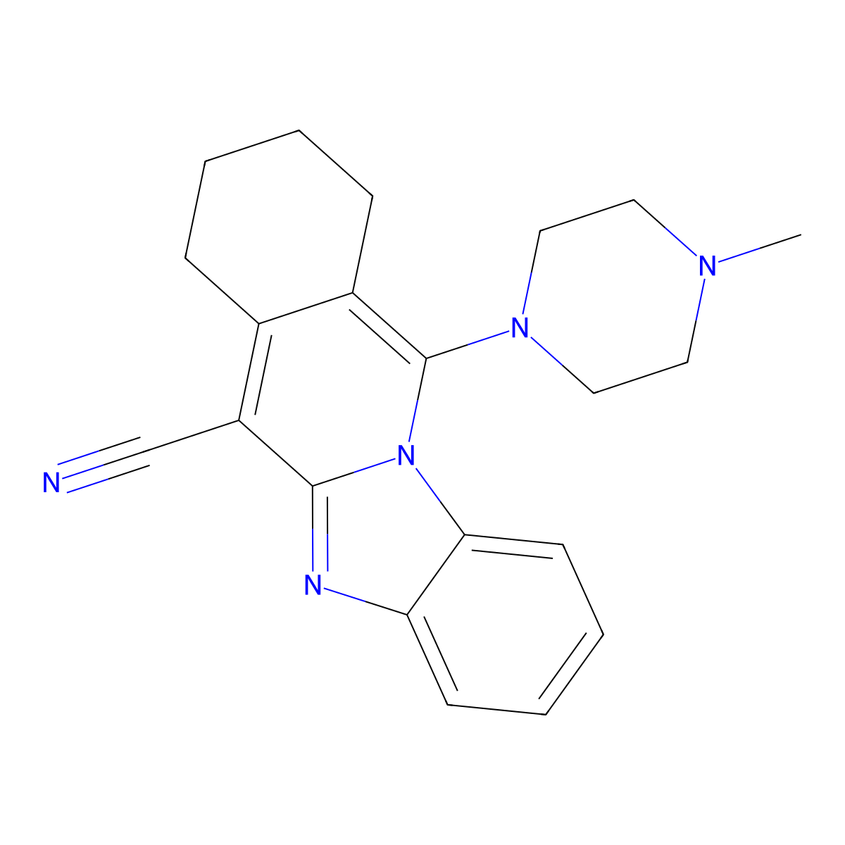 11-(4-Methylpiperazin-1-yl)-7,8,9,10-tetrahydrobenzimidazo[1,2-b]isoquinoline-6-carbonitrile molecular structure, CAS 612523-18-9