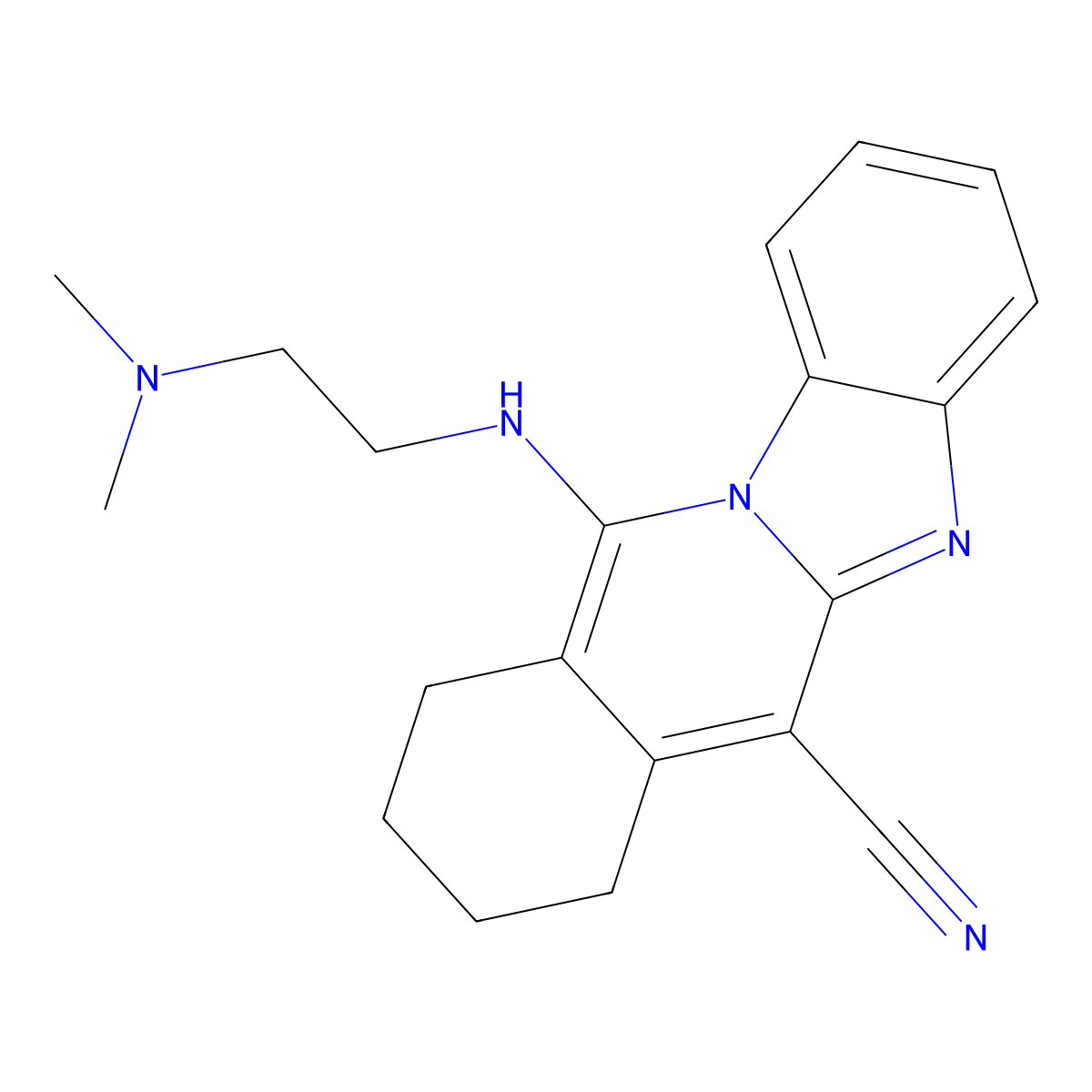 11-{[2-(Dimethylamino)ethyl]amino}-7,8,9,10-tetrahydrobenzimidazo[1,2-b]isoquinoline-6-carbonitrile molecular structure, CAS 612523-19-0