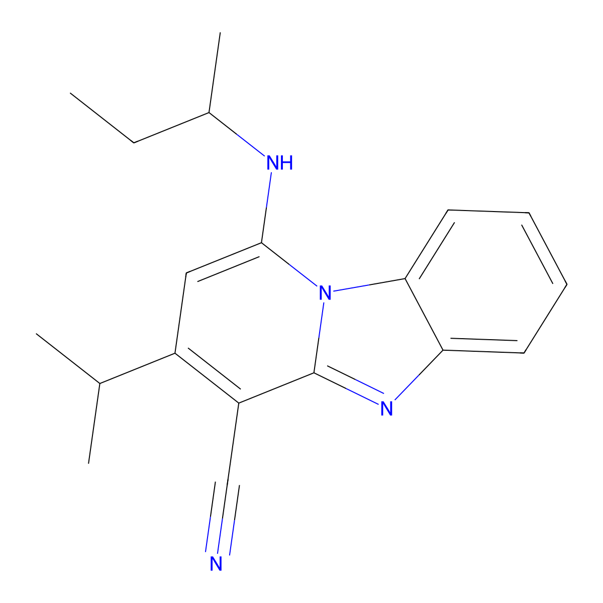 1-(Butan-2-ylamino)-3-propan-2-ylpyrido[1,2-a]benzimidazole-4-carbonitrile molecular structure, CAS 612523-49-6