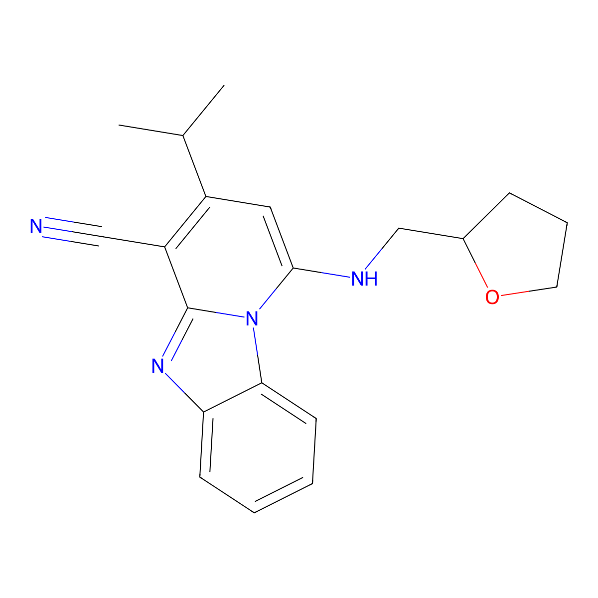 1-(Oxolan-2-ylmethylamino)-3-propan-2-ylpyrido[1,2-a]benzimidazole-4-carbonitrile molecular structure, CAS 612523-51-0