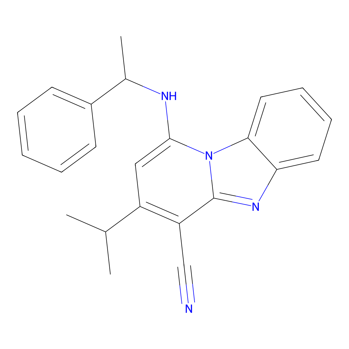 1-[(1-Phenylethyl)amino]-3-(propan-2-yl)pyrido[1,2-a]benzimidazole-4-carbonitrile molecular structure, CAS 612523-62-3