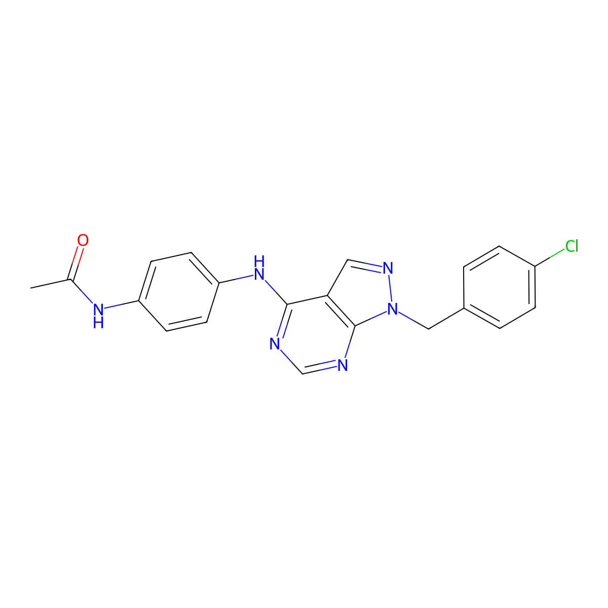 N-(4-{[1-(4-chlorobenzyl)-1H-pyrazolo[3,4-d]pyrimidin-4-yl]amino}phenyl)acetamide molecular structure, CAS 612523-76-9
