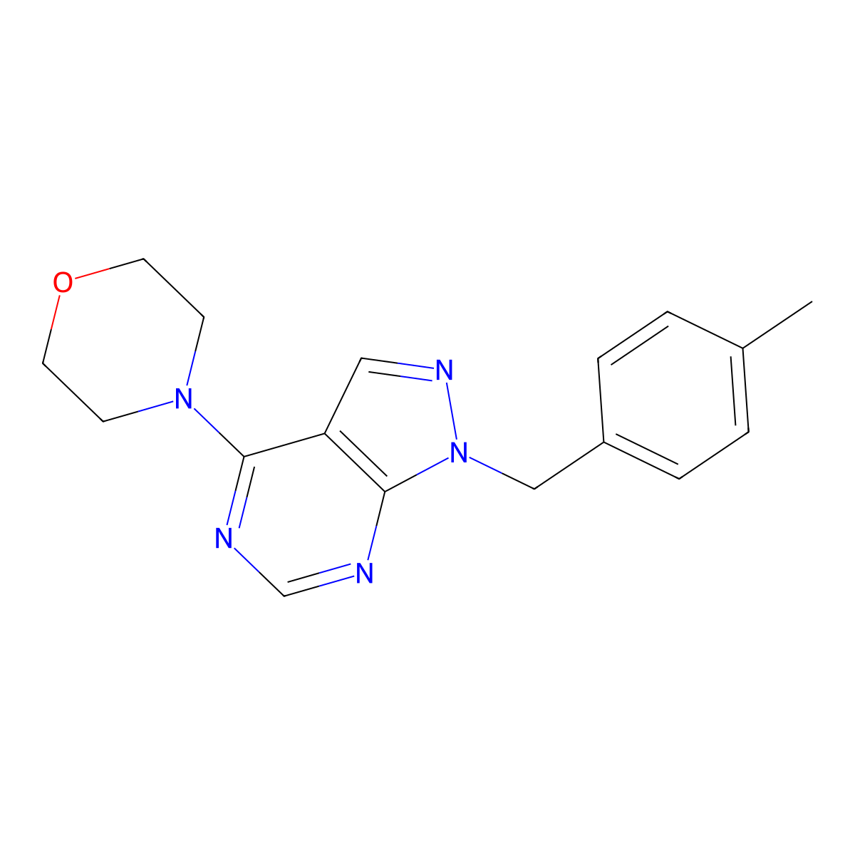 1-(4-methylbenzyl)-4-(morpholin-4-yl)-1H-pyrazolo[3,4-d]pyrimidine molecular structure, CAS 612524-01-3