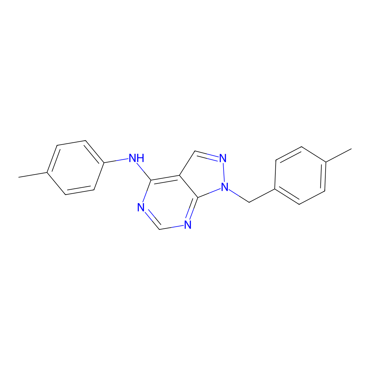 1-(4-methylbenzyl)-N-(4-methylphenyl)-1H-pyrazolo[3,4-d]pyrimidin-4-amine molecular structure, CAS 612524-05-7