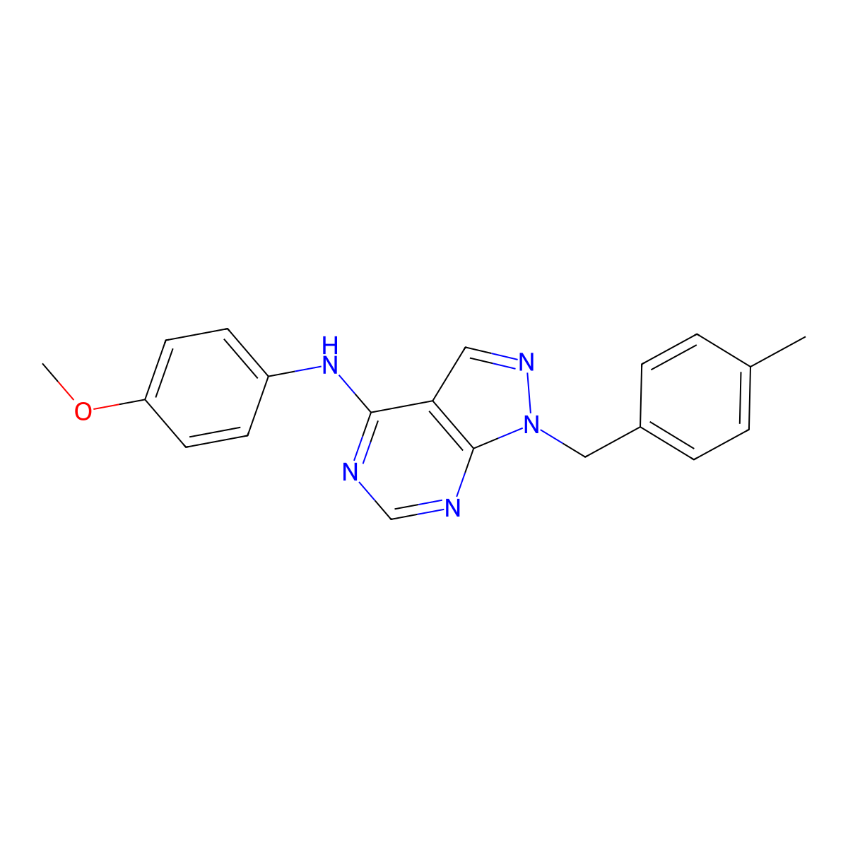 N-(4-methoxyphenyl)-1-(4-methylbenzyl)-1H-pyrazolo[3,4-d]pyrimidin-4-amine molecular structure, CAS 612524-08-0