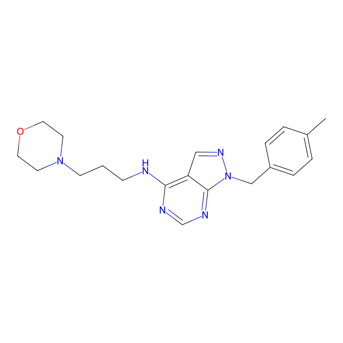 1-[(4-methylphenyl)methyl]-N-(3-morpholin-4-ylpropyl)pyrazolo[3,4-d]pyrimidin-4-amine molecular structure, CAS 612524-24-0