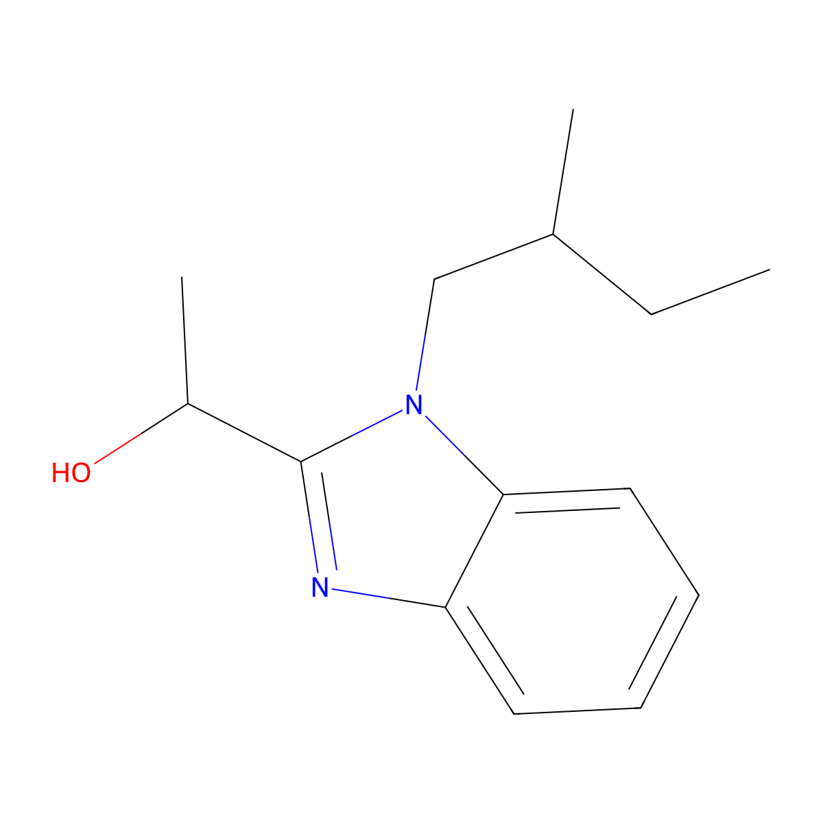 1-[1-(2-methylbutyl)-1H-benzimidazol-2-yl]ethanol molecular structure, CAS 612524-49-9