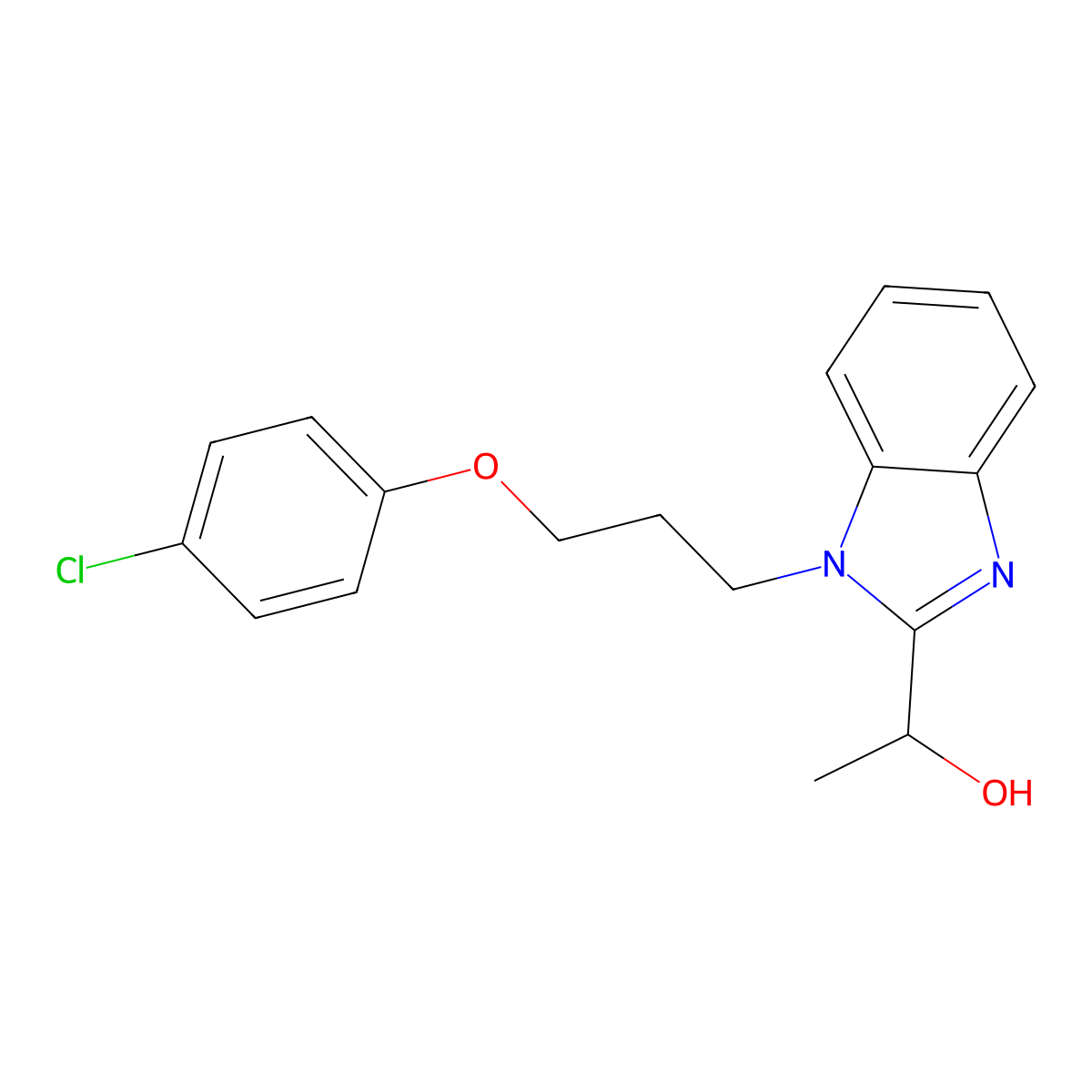 1-{1-[3-(4-chlorophenoxy)propyl]-1H-1,3-benzodiazol-2-yl}ethan-1-ol molecular structure, CAS 612524-53-5