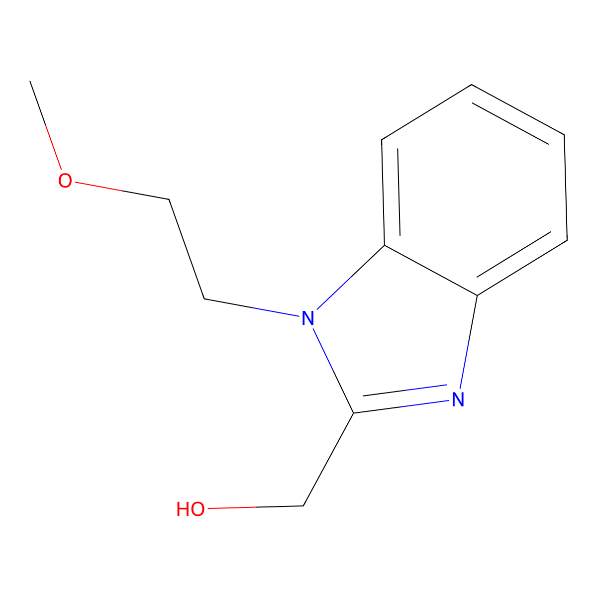 (1-(2-methoxyethyl)-1H-benzo[d]imidazol-2-yl)methanol molecular structure, CAS 612524-60-4