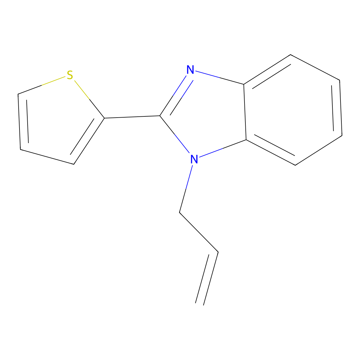 1-(prop-2-en-1-yl)-2-(thiophen-2-yl)-1H-1,3-benzodiazole molecular structure, CAS 612524-67-1