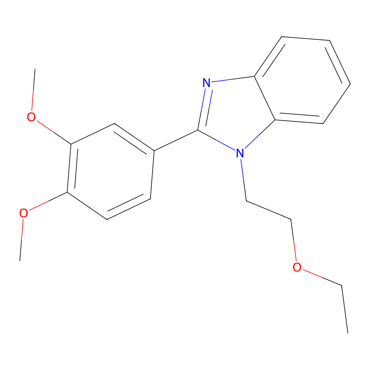 2-(3,4-dimethoxyphenyl)-1-(2-ethoxyethyl)-1H-benzimidazole molecular structure, CAS 612524-85-3