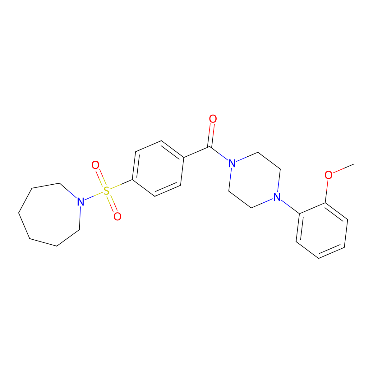 1-[(4-{[4-(2-Methoxyphenyl)-1-piperazinyl]carbonyl}phenyl)sulfonyl]azepane molecular structure, CAS 612525-02-7