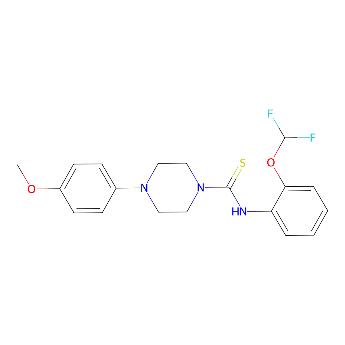 N-[2-(difluoromethoxy)phenyl]-4-(4-methoxyphenyl)piperazine-1-carbothioamide molecular structure, CAS 612525-22-1
