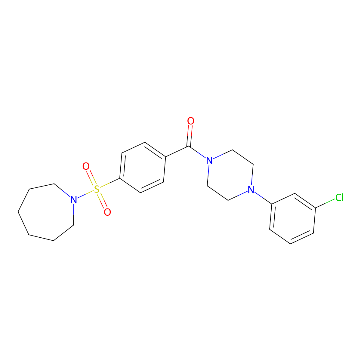 (4-(Azepan-1-ylsulfonyl)phenyl)(4-(3-chlorophenyl)piperazin-1-yl)methanone molecular structure, CAS 612525-29-8