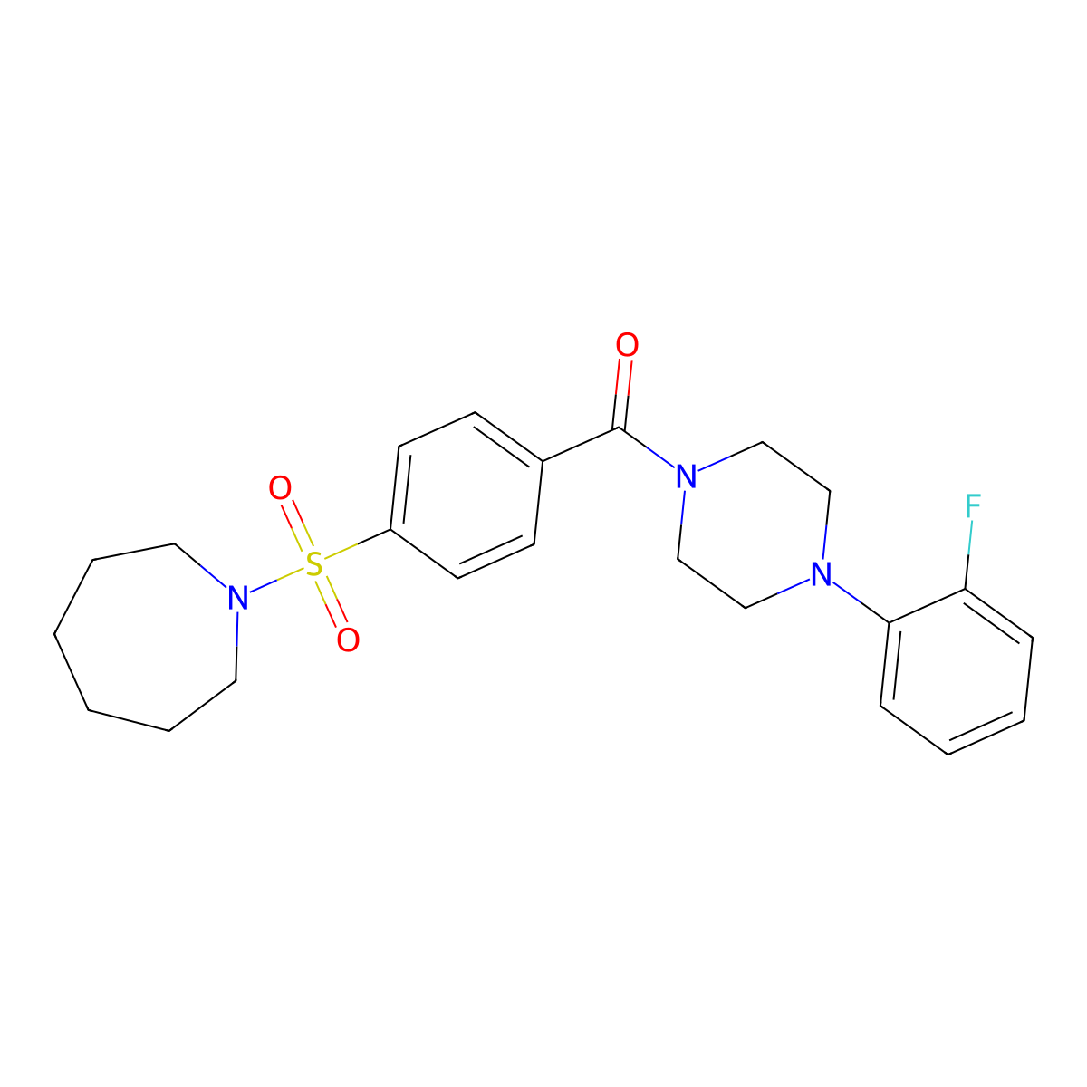 [4-(Azepan-1-ylsulfonyl)phenyl]-[4-(2-fluorophenyl)piperazin-1-yl]methanone molecular structure, CAS 612525-33-4