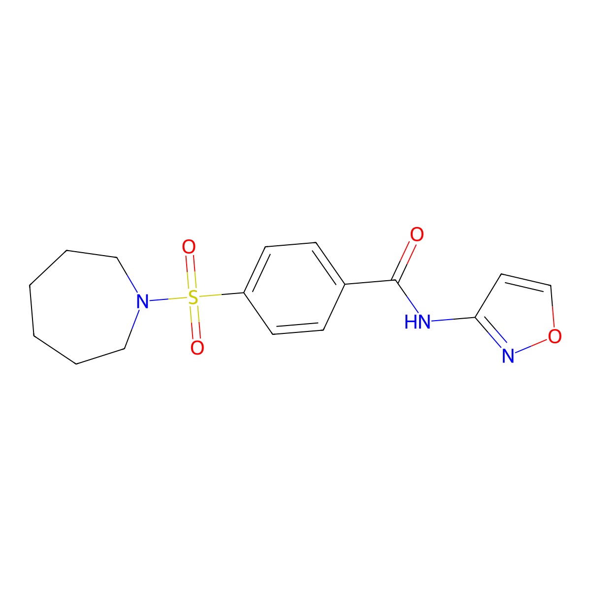 4-(azepan-1-ylsulfonyl)-N-(1,2-oxazol-3-yl)benzamide molecular structure, CAS 612525-35-6
