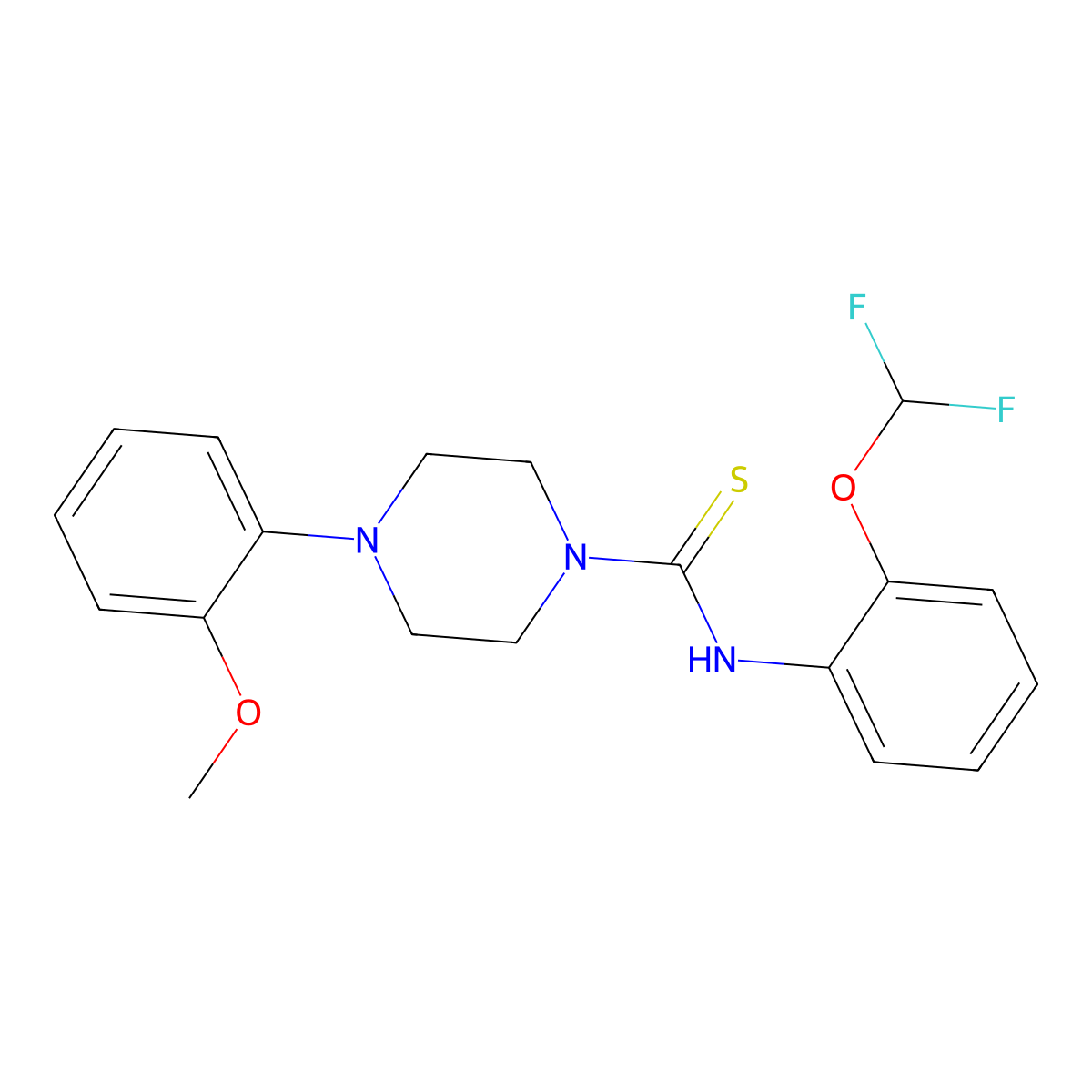 N-[2-(difluoromethoxy)phenyl]-4-(2-methoxyphenyl)piperazine-1-carbothioamide molecular structure, CAS 612525-37-8
