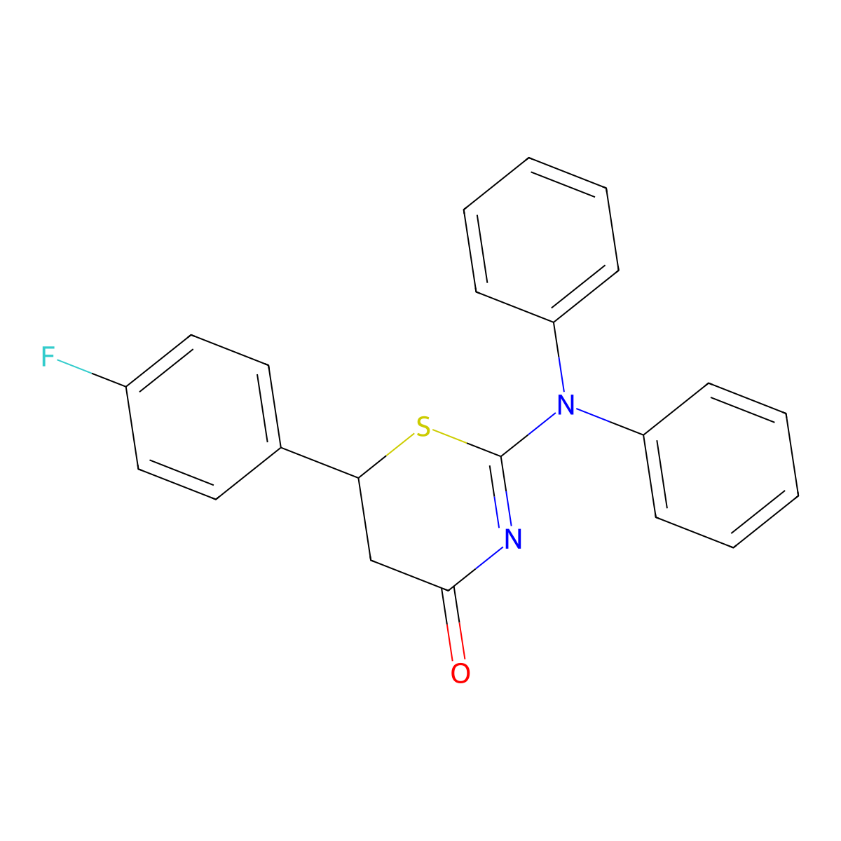 2-(diphenylamino)-6-(4-fluorophenyl)-5,6-dihydro-4H-1,3-thiazin-4-one molecular structure, CAS 612525-50-5