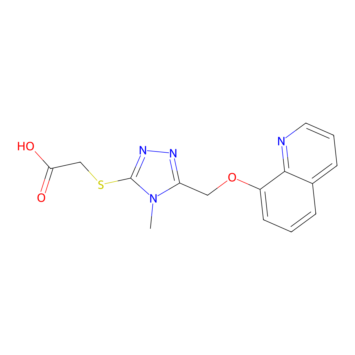 2-[[4-methyl-5-(quinolin-8-yloxymethyl)-1,2,4-triazol-3-yl]sulfanyl]acetic Acid molecular structure, CAS 612525-77-6