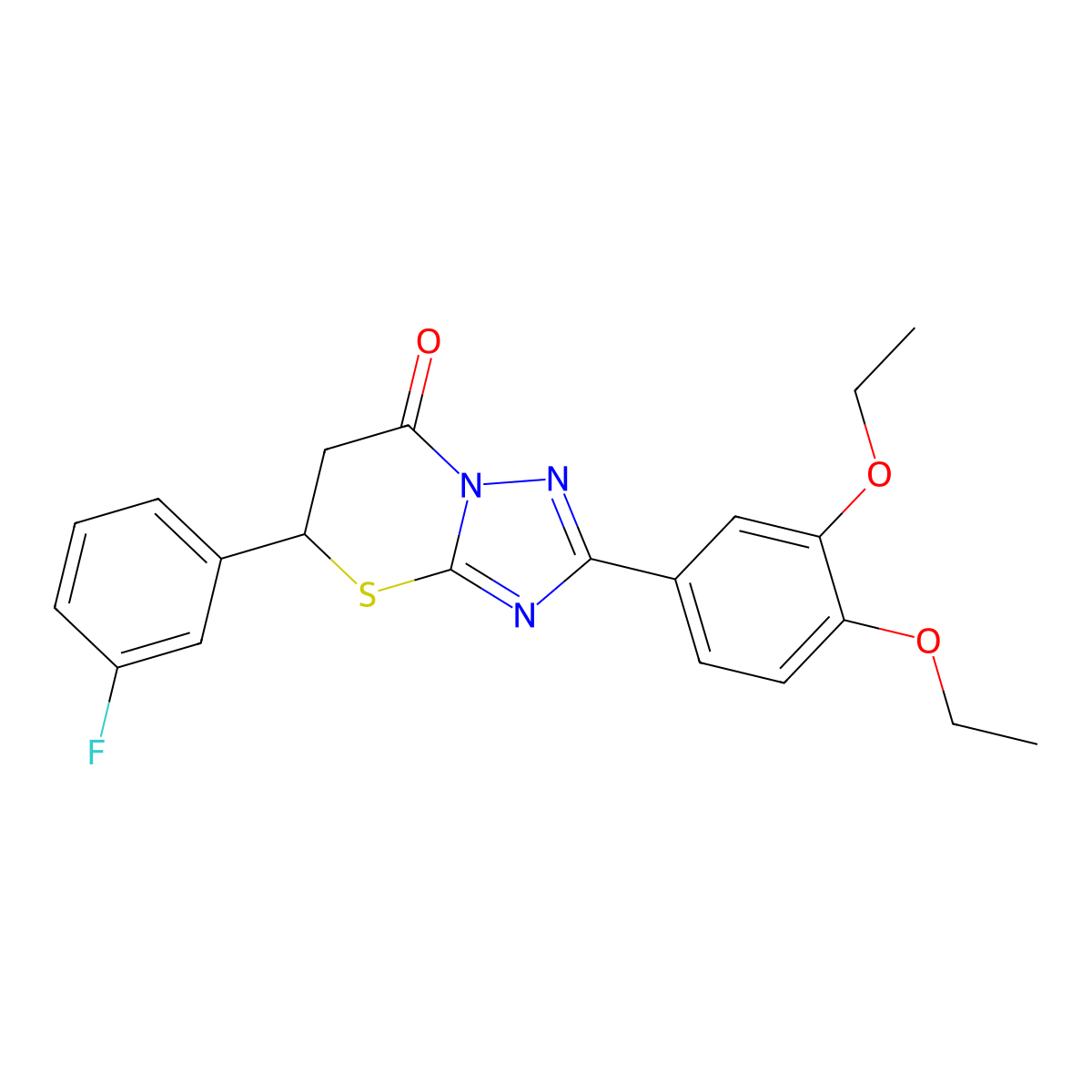 2-(3,4-Diethoxyphenyl)-5-(3-fluorophenyl)-5,6-dihydro-[1,2,4]triazolo[5,1-b][1,3]thiazin-7-one molecular structure, CAS 612525-81-2