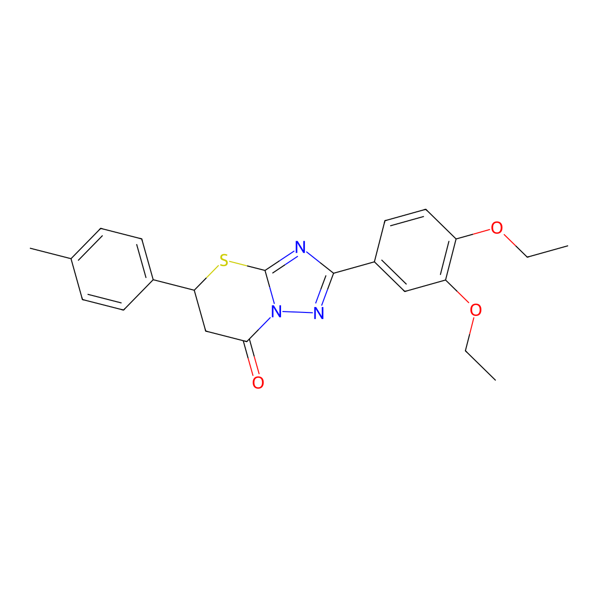 2-(3,4-diethoxyphenyl)-5-(p-tolyl)-5H-[1,2,4]triazolo[5,1-b][1,3]thiazin-7(6H)-one molecular structure, CAS 612525-83-4