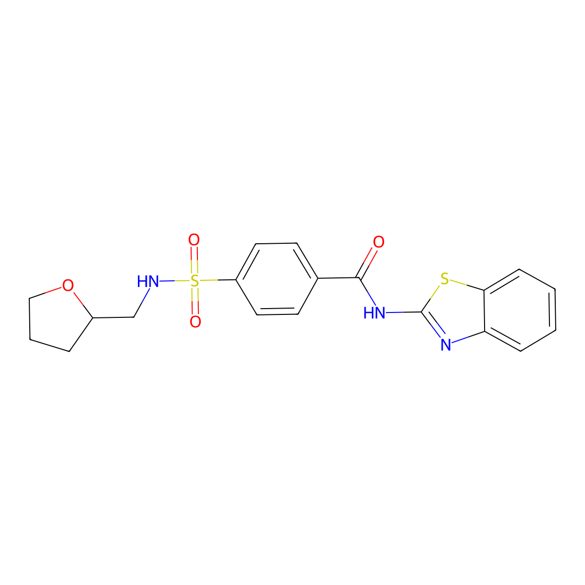 N-(1,3-benzothiazol-2-yl)-4-(oxolan-2-ylmethylsulfamoyl)benzamide molecular structure, CAS 612525-86-7