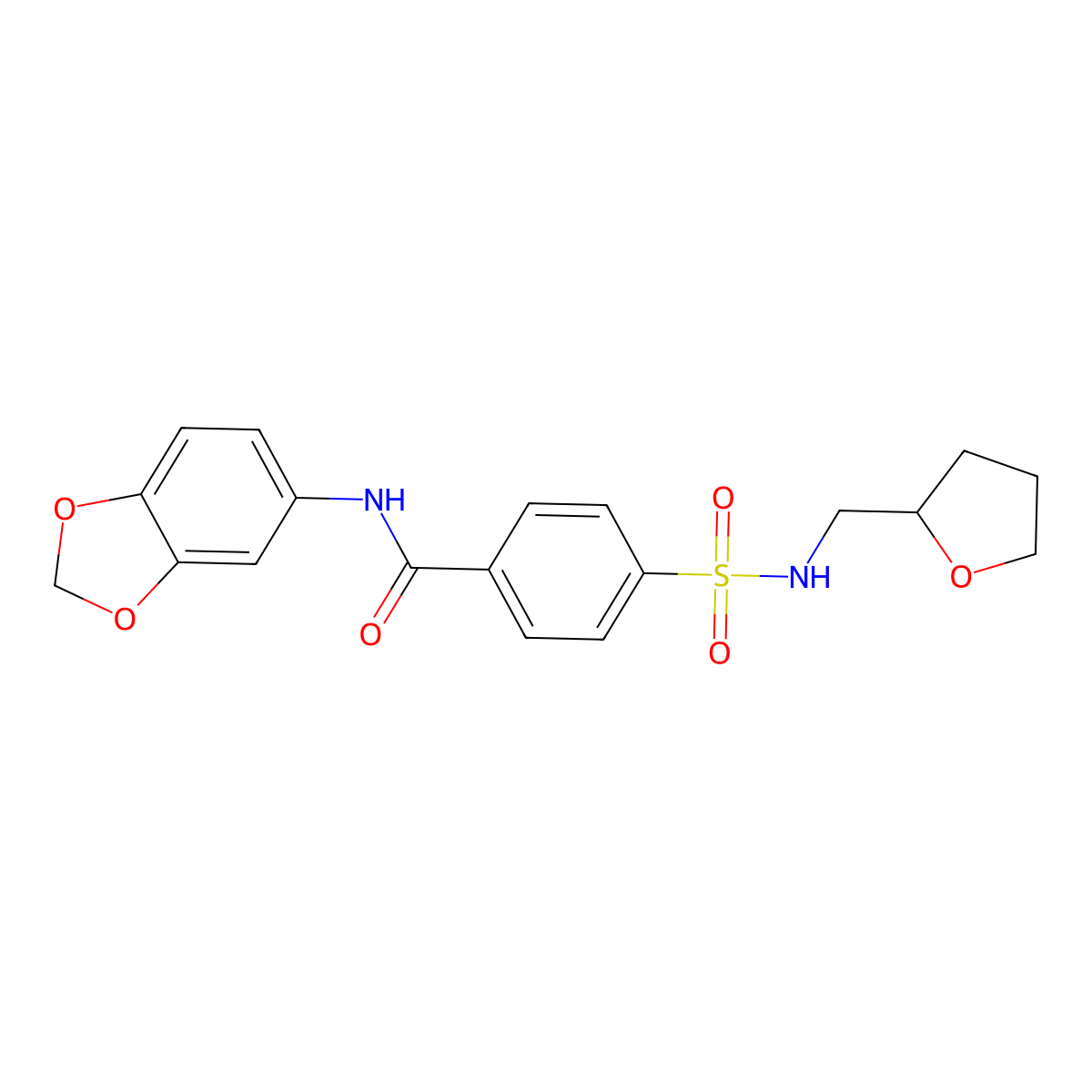 N-(1,3-benzodioxol-5-yl)-4-[(tetrahydrofuran-2-ylmethyl)sulfamoyl]benzamide molecular structure, CAS 612525-96-9