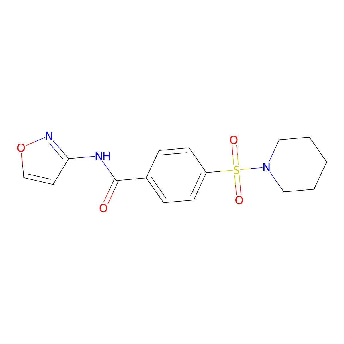 N-(1,2-oxazol-3-yl)-4-piperidin-1-ylsulfonylbenzamide molecular structure, CAS 612526-17-7