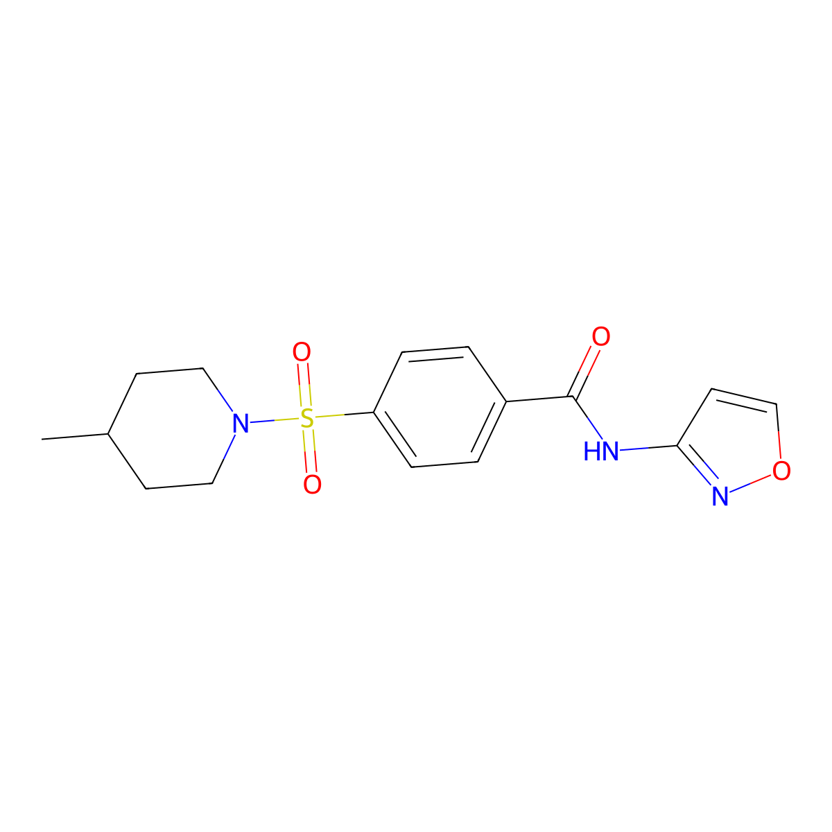 4-[(4-methylpiperidin-1-yl)sulfonyl]-N-(1,2-oxazol-3-yl)benzamide molecular structure, CAS 612526-34-8