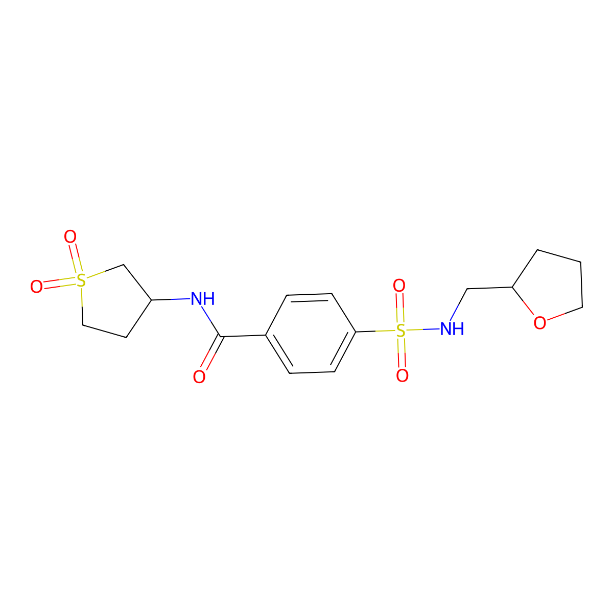 N-(1,1-dioxidotetrahydro-3-thienyl)-4-{[(tetrahydro-2-furanylmethyl)amino]sulfonyl}benzamide molecular structure, CAS 612526-38-2