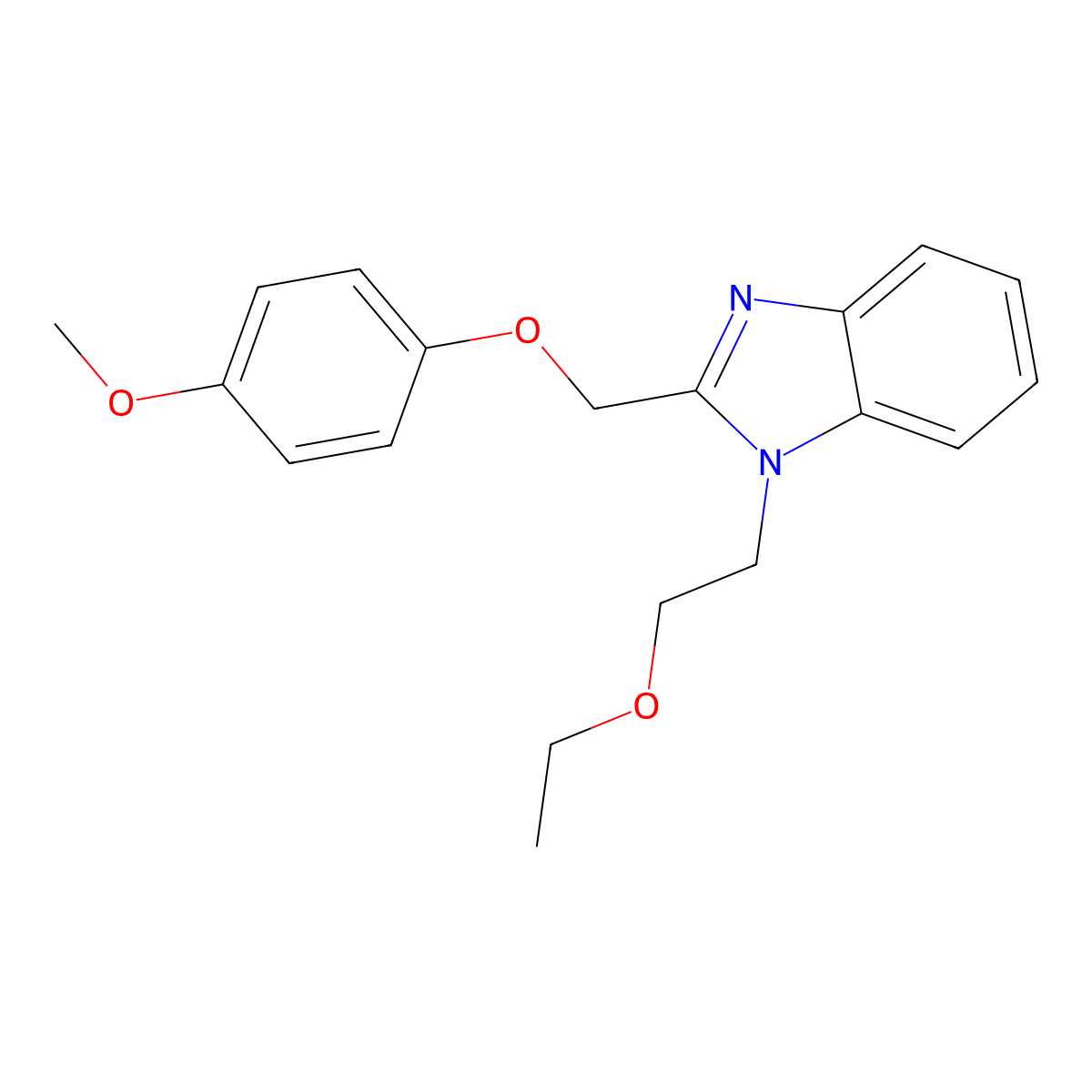 1-(2-ethoxyethyl)-2-((4-methoxyphenoxy)methyl)-1H-benzo[d]imidazole molecular structure, CAS 612527-21-6