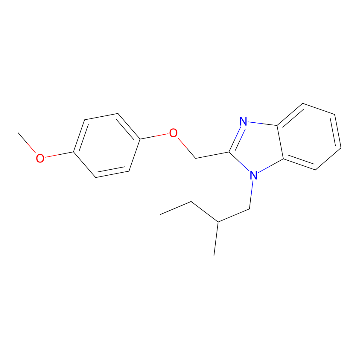 2-[(4-methoxyphenoxy)methyl]-1-(2-methylbutyl)-1H-benzimidazole molecular structure, CAS 612527-31-8