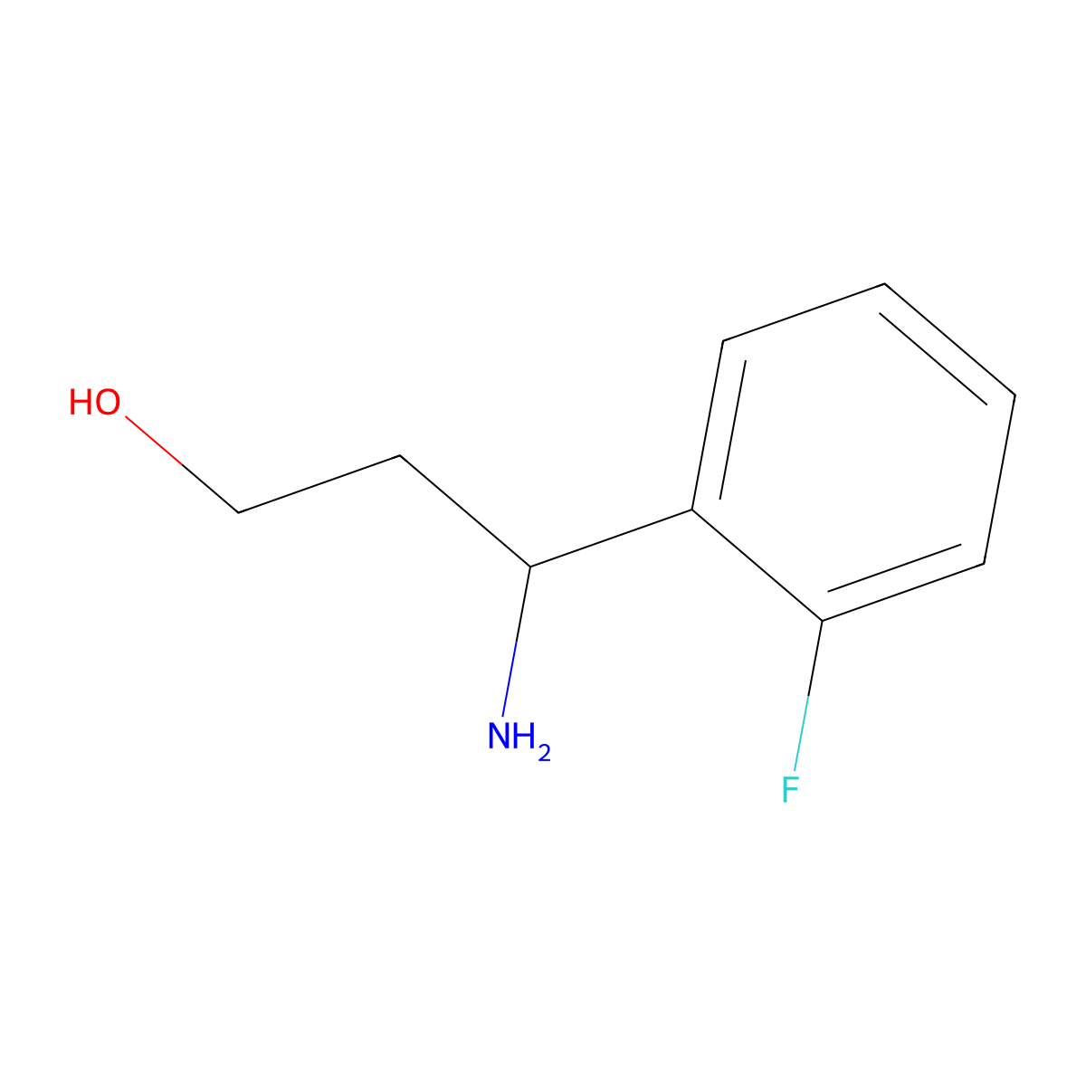 3-Amino-3-(2-fluorophenyl)propan-1-ol molecular structure, CAS 612532-14-6