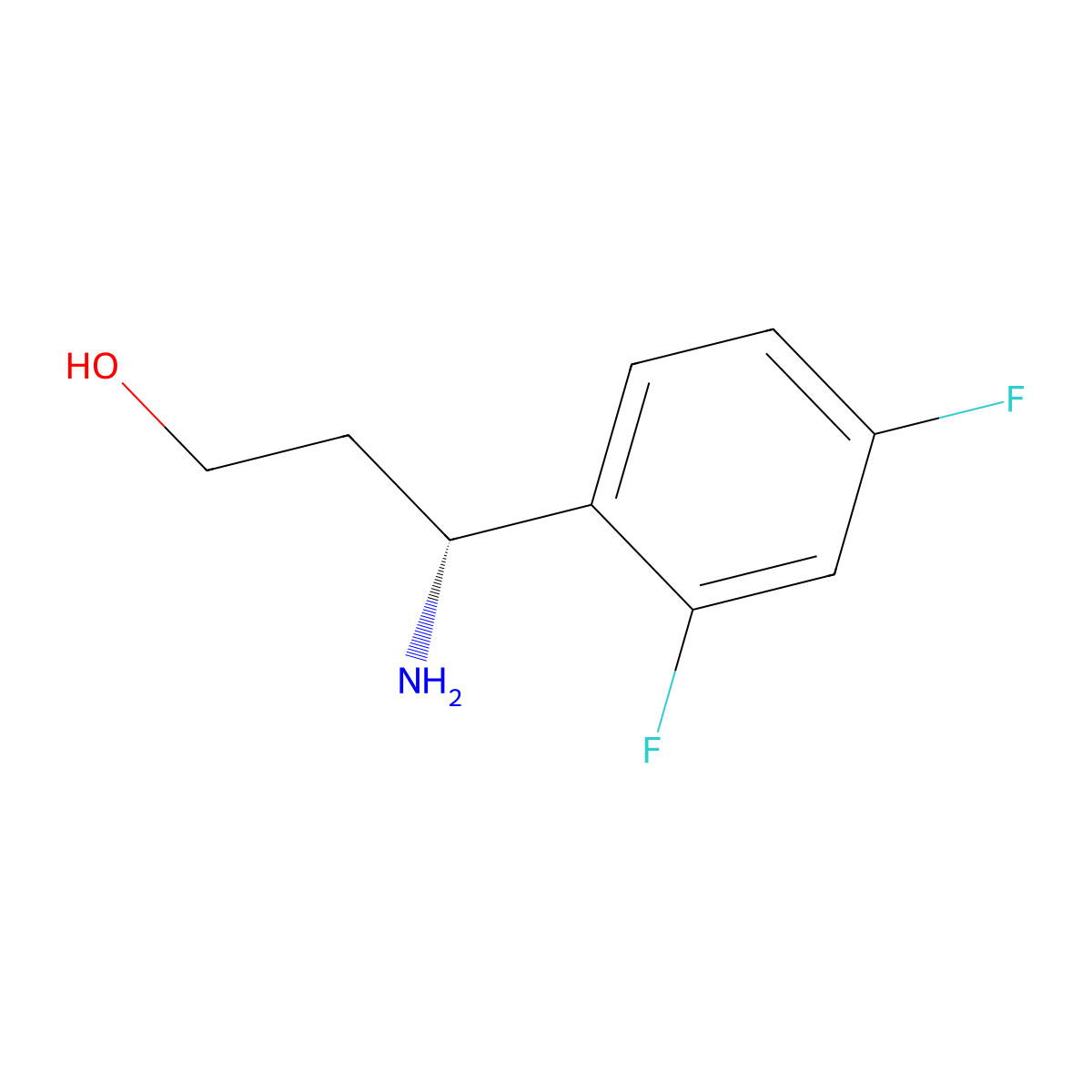 (3R)-3-amino-3-(2,4-difluorophenyl)propan-1-ol molecular structure, CAS 612532-18-0