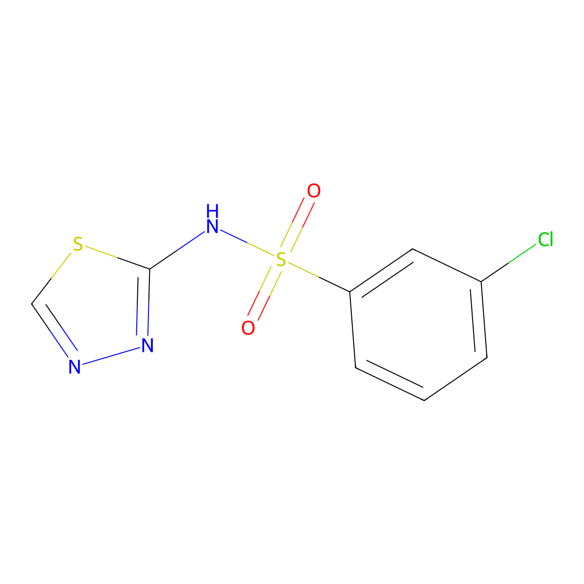 3-chloro-N-(1,3,4-thiadiazol-2-yl)benzene-1-sulfonamide molecular structure, CAS 612539-94-3