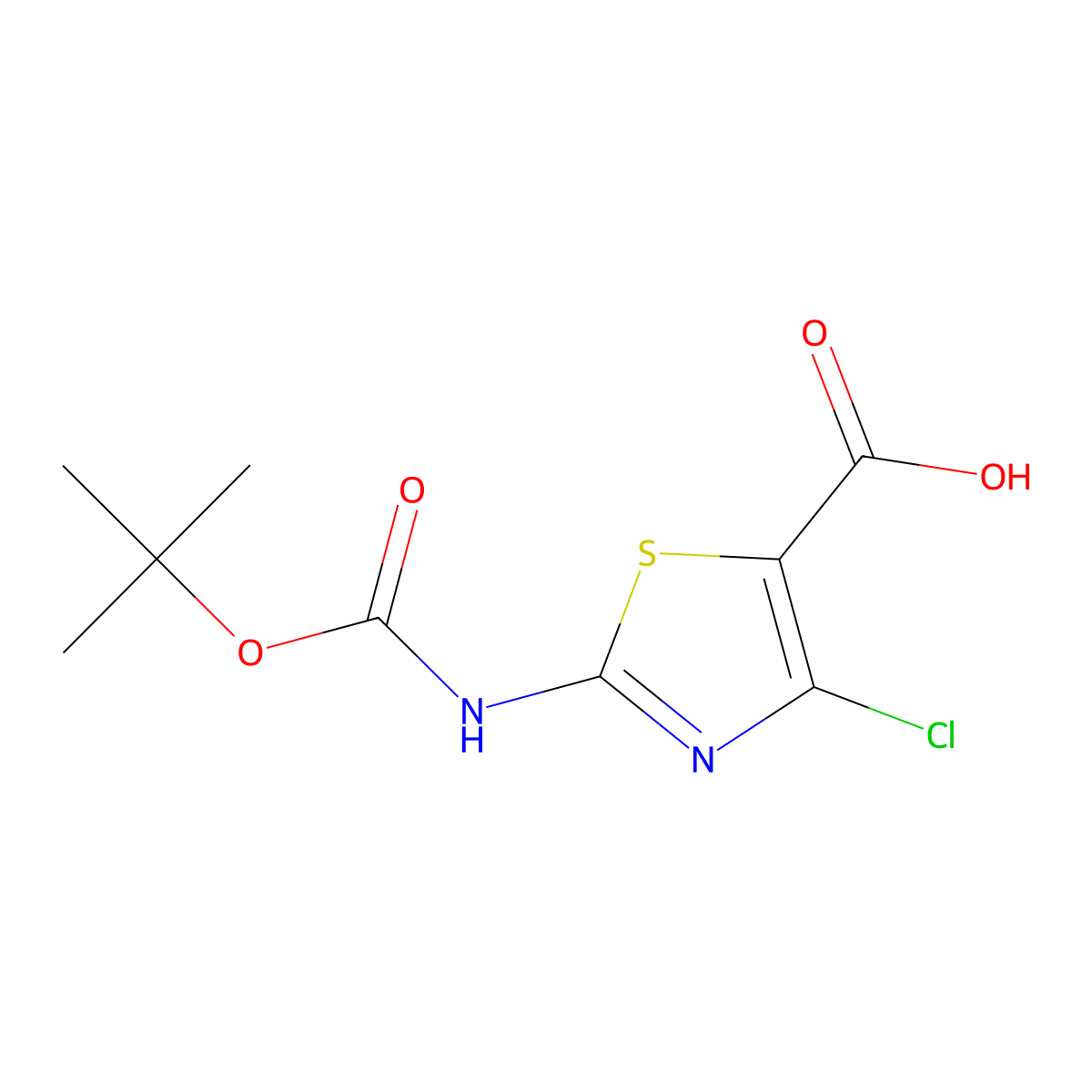 2-((tert-Butoxycarbonyl)amino)-4-chlorothiazole-5-carboxylic acid molecular structure, CAS 612541-07-8