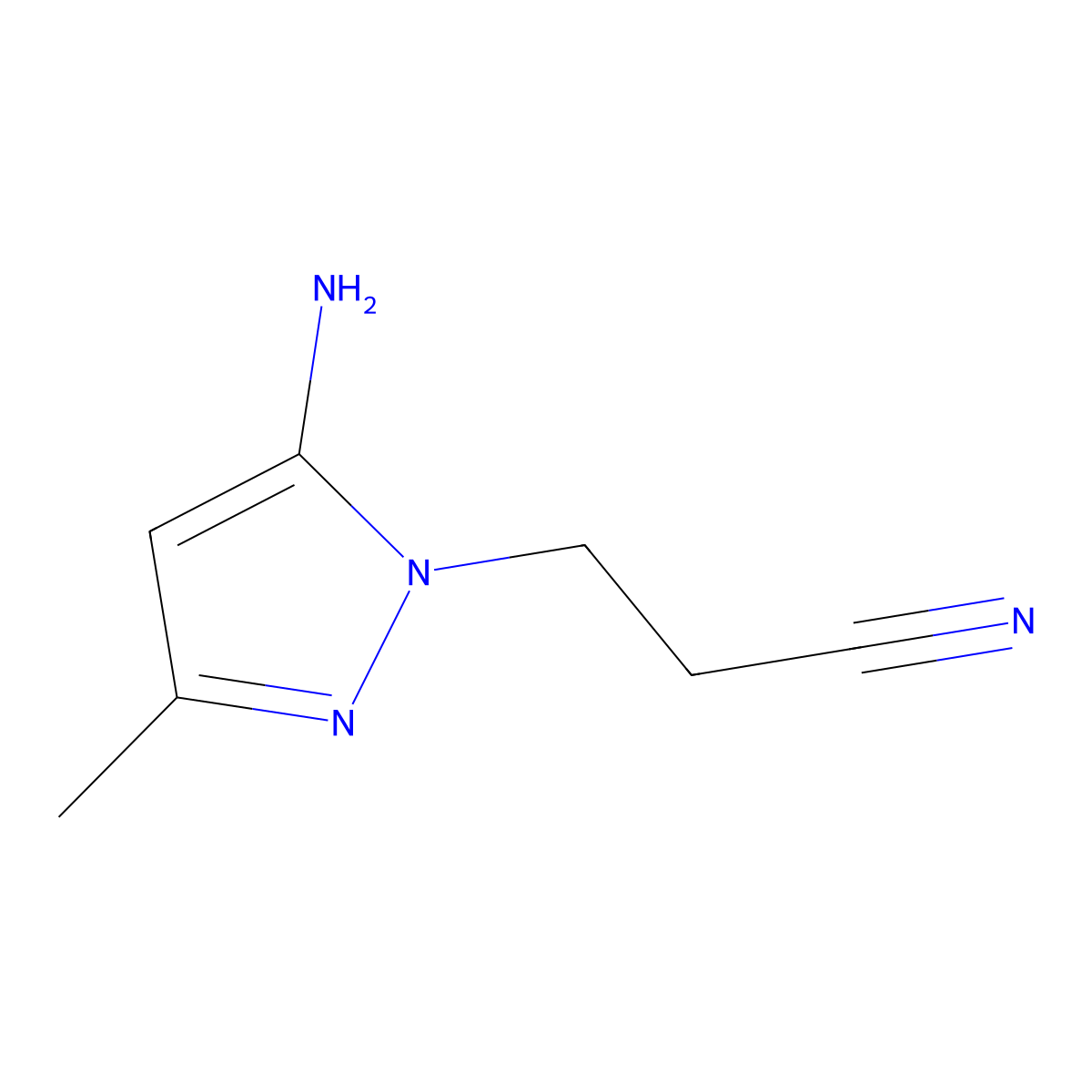3-(5-amino-3-methyl-1H-pyrazol-1-yl)propanenitrile molecular structure, CAS 61255-82-1