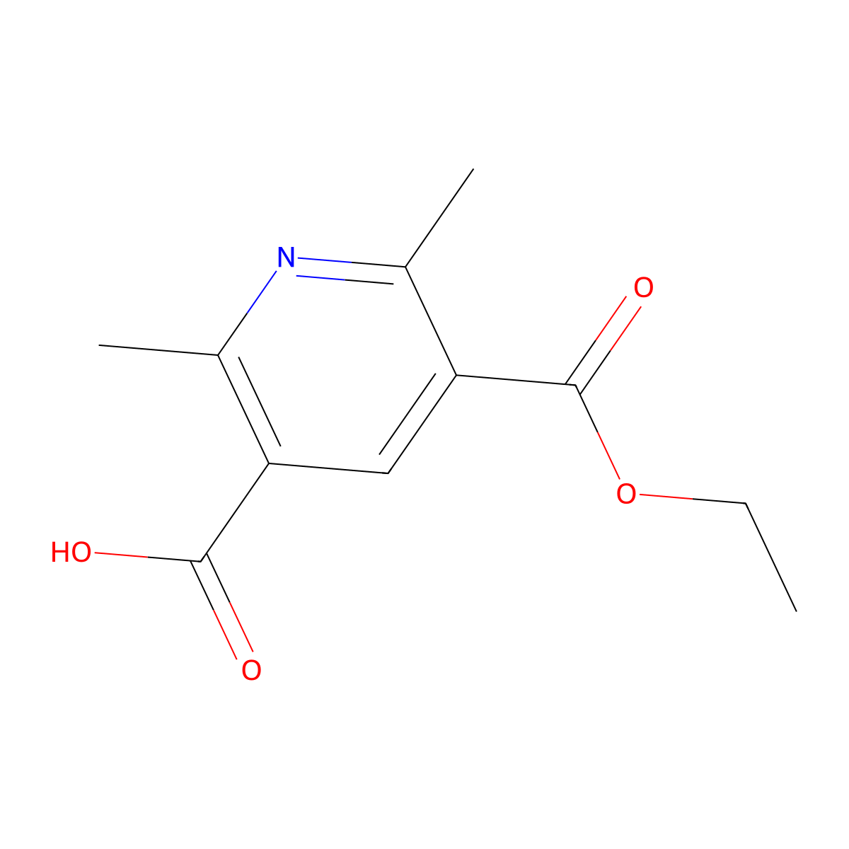 5-(Ethoxycarbonyl)-2,6-dimethylpyridine-3-carboxylic acid molecular structure, CAS 61258-25-1