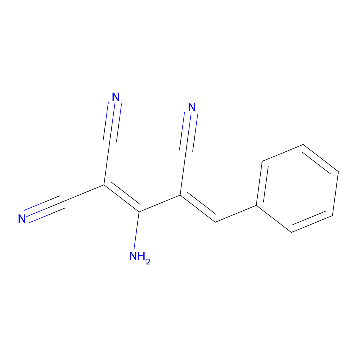 2-Amino-4-phenylbuta-1,3-diene-1,1,3-tricarbonitrile molecular structure, CAS 61262-02-0