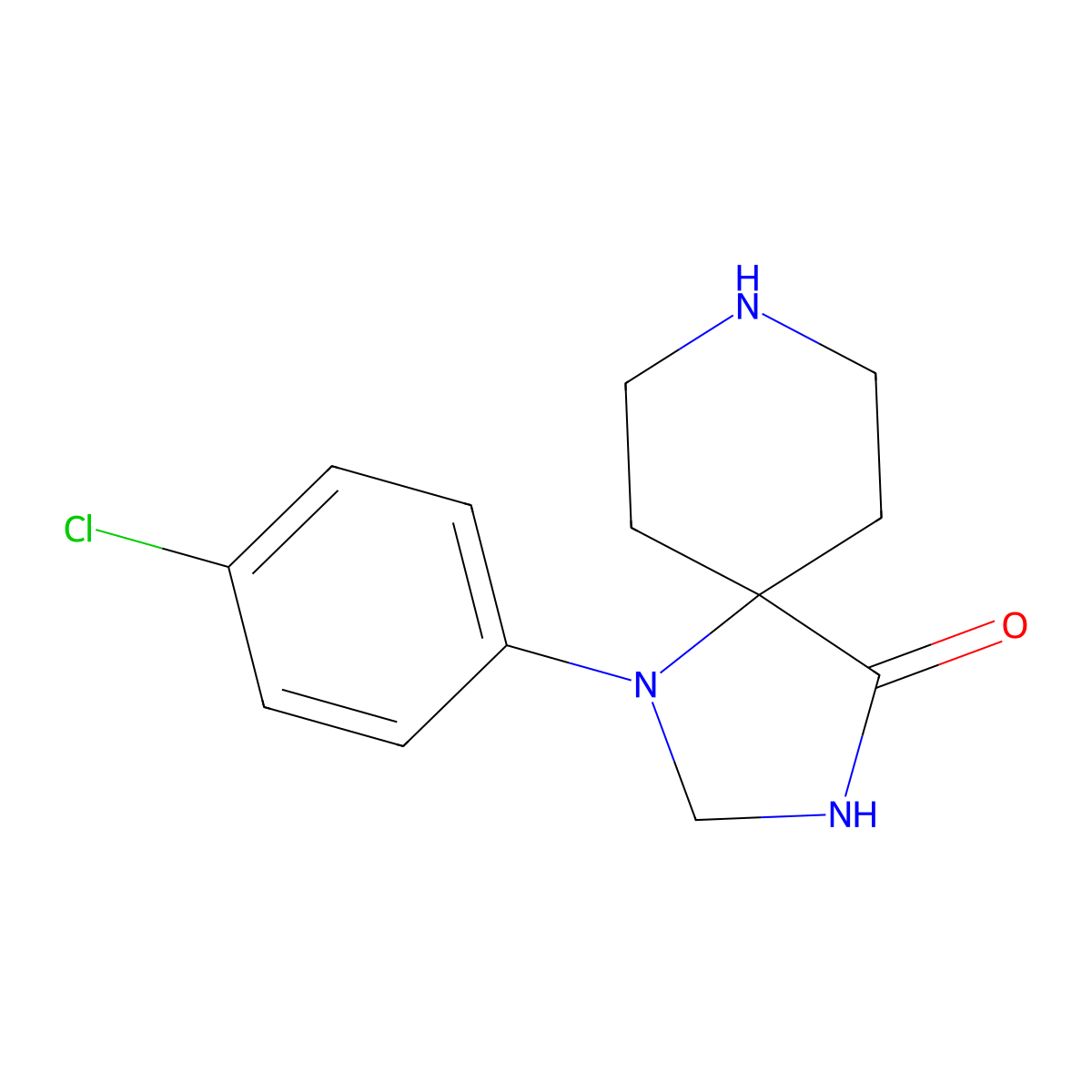 1-(4-Chlorophenyl)-1,3,8-triazaspiro[4.5]decan-4-one molecular structure, CAS 61271-84-9
