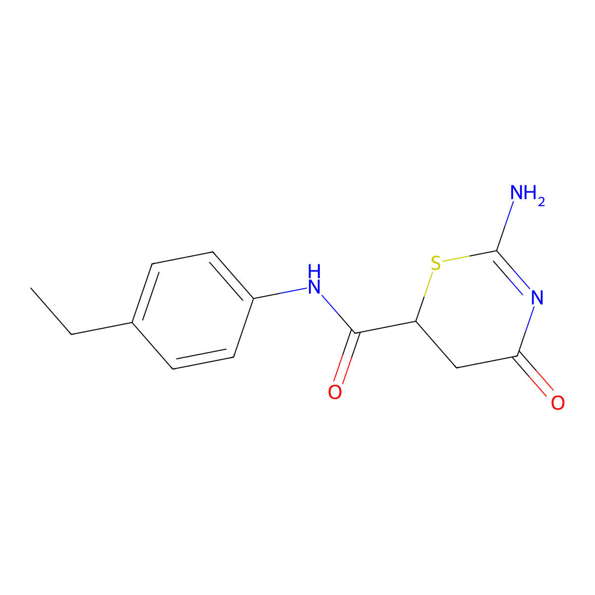 2-amino-N-(4-ethylphenyl)-4-oxo-5,6-dihydro-4H-1,3-thiazine-6-carboxamide molecular structure, CAS 6128-34-3